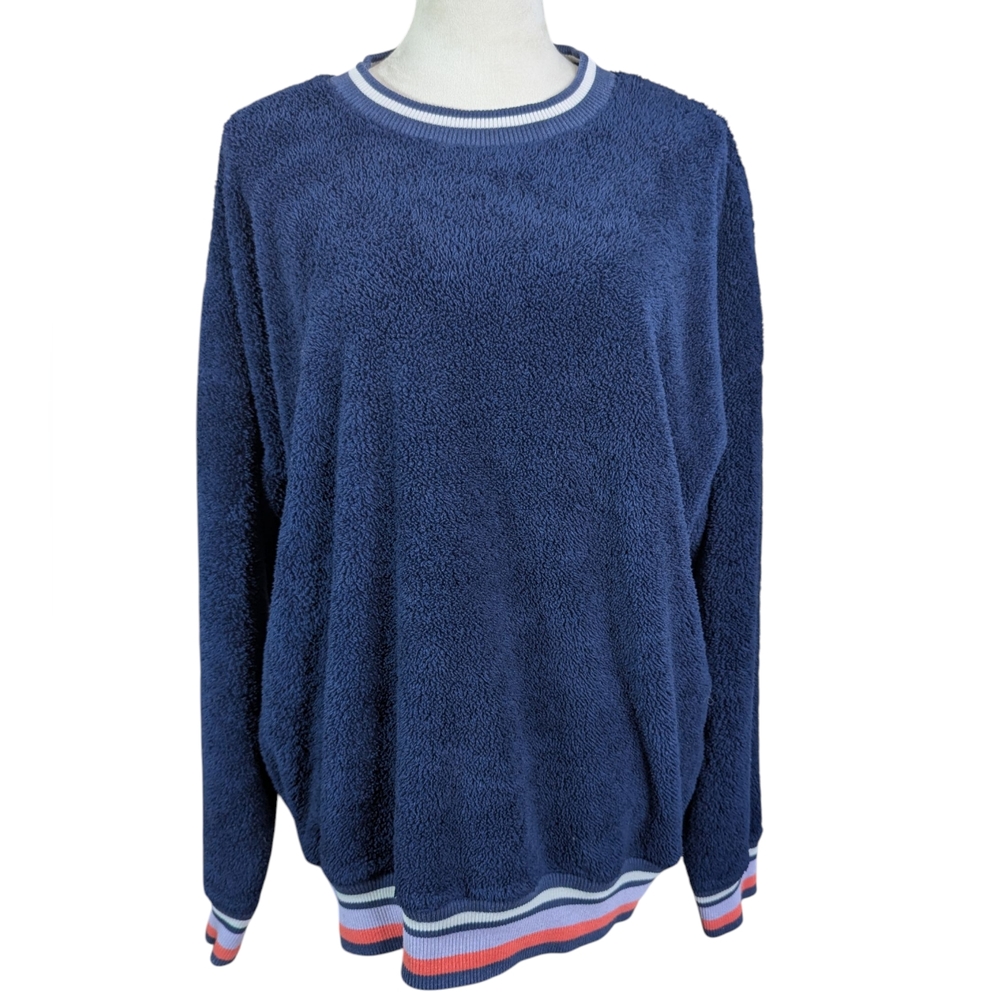 Aerie Women's Size XL Soft Cozy Blue Baggy Loose Fit Crewneck Sweater